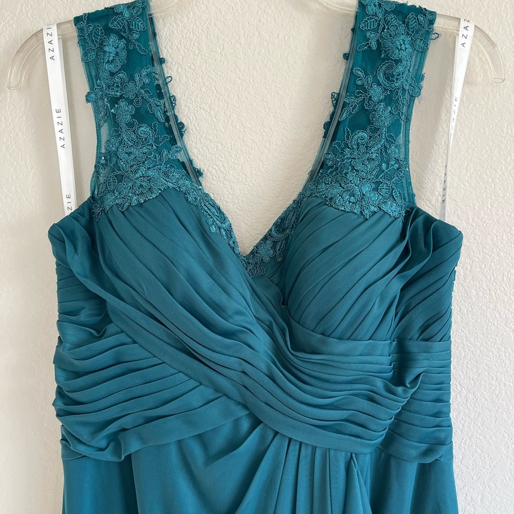 Azazie Edelin A-Line Sweetheart Neckline Pleated Mesh Dress